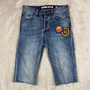 Billionaire Boys Club Jorts Men 30 Blue Denim Shorts Button Fly Astronaut BBC